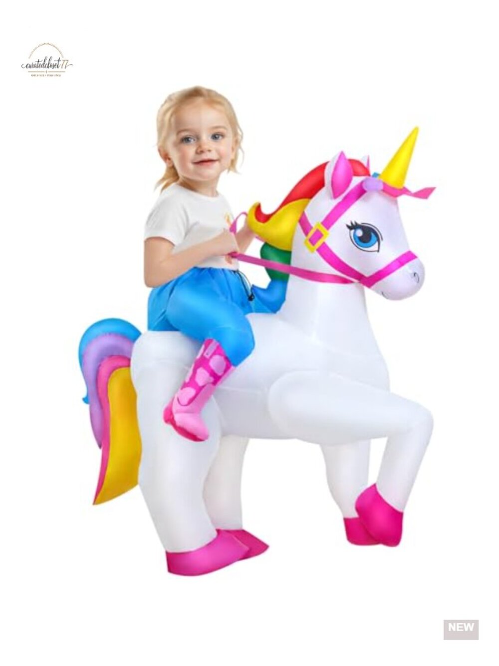 Inflatable Unicorn Costume Kids Blow Up Halloween Cosplay Party Suit
